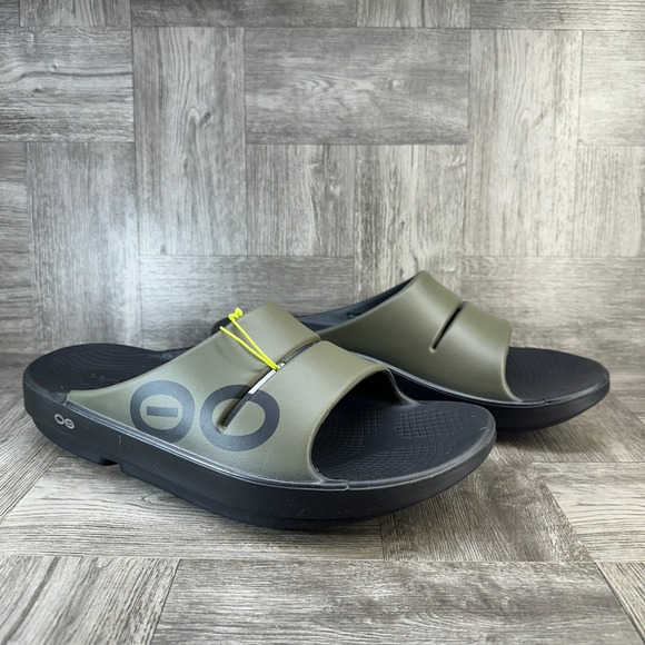 OOFOS OOahh Sport Slide Mens 13 Green Recovery Athletic Foam Sandals NEW main image 4